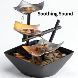 Tabletop Water Fountain, Home Décor Soothing Sound Machine - Automatic Pump, Deep Basin & Natural River Rocks. Indoor Zen Relaxation for Office, Living Room, or Bedroom, 8.25” Tall .Sure