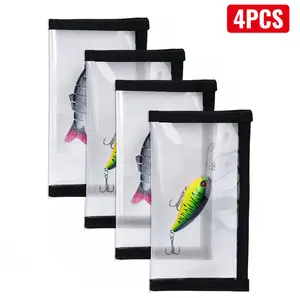 4Pcs Fishing Lure Wraps, Fishing Hook Covers, Keeps Fishing Safe, Premium Clear Puncture-Resistant PVC, Easily See Lures Fishing Lure Covers Bait Storage, 4Large 7.87"L x 3.94"W