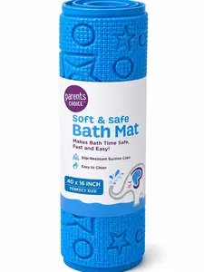 Simply Home Non-Slip Bathroom Mat 40x16 Inches – Suction Cup Tub & Shower Mat, Blue, 1-Pack