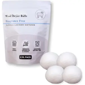 -Free  Dryer Balls (4 XL Pack) -  Fabric Softener, , Reduces Wrinkles & Saves Drying Time,  Alternative to Liquid Softeners & Dryer Sheets