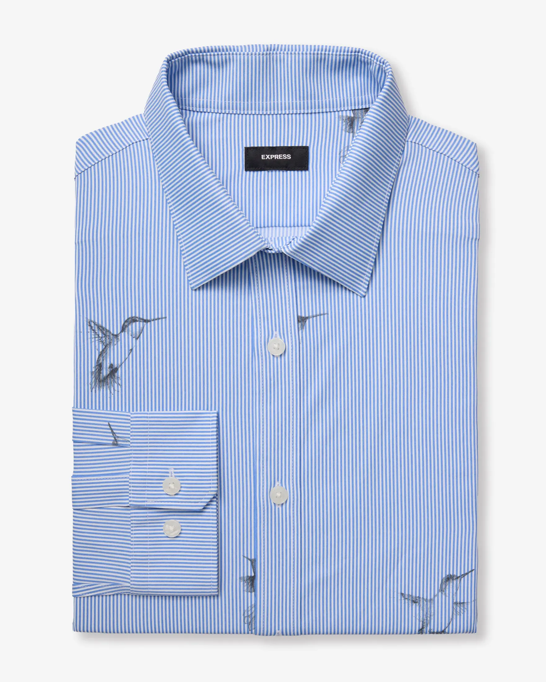 Express Slim Striped Hummingbird Wrinkle-Resistant Everyday Performance Dress Shirt