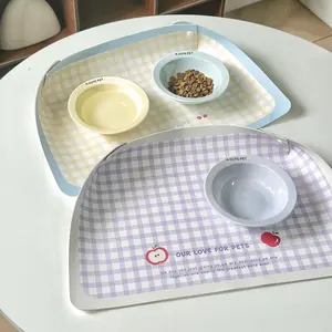 Pet Feeding Mat, 1 Count Semi-enclosed Design Pet Feeding Pad, Waterproof & Oil-proof Pet Feeding Supplies for Dogs & Cats