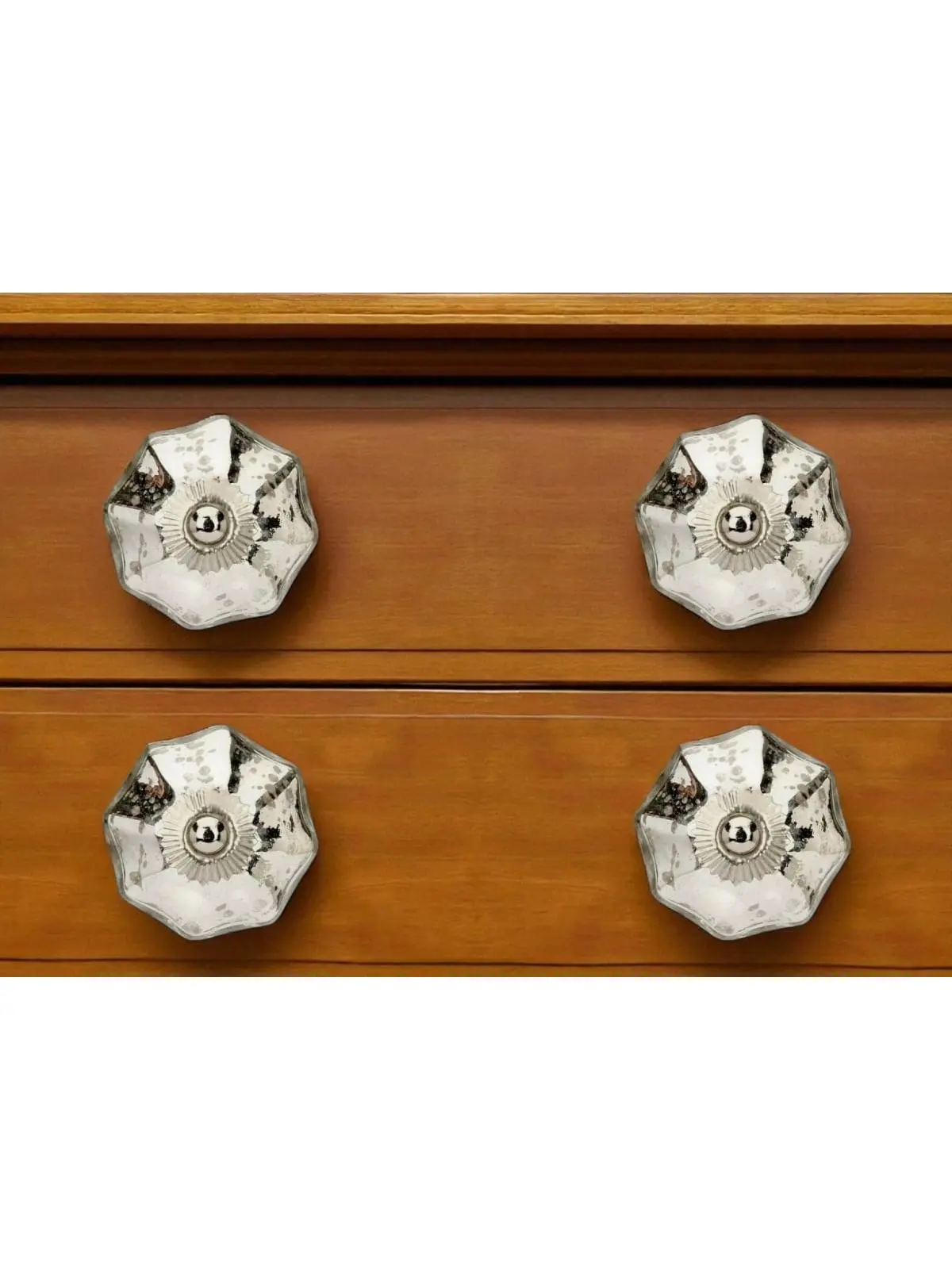 212 MAIN Mercury Glass Faceted Drawer Pull Knobs, Silver Finish - Set of 6, Includes Mounting Screws