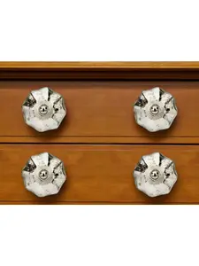 212 MAIN Mercury Glass Faceted Drawer Pull Knobs, Silver Finish - Set of 6, Includes Mounting Screws