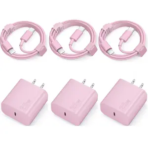iPhone 16 15 Charger Fast Charging Type C Chargers USB C Charger Block i Phone 16 Chargers with 3 Pack 10FT Cable for iPhone 16/16 Plus/16 Pro/16 Pro Max/iPhone 15/15 Pro Max/Samsung(Pink)