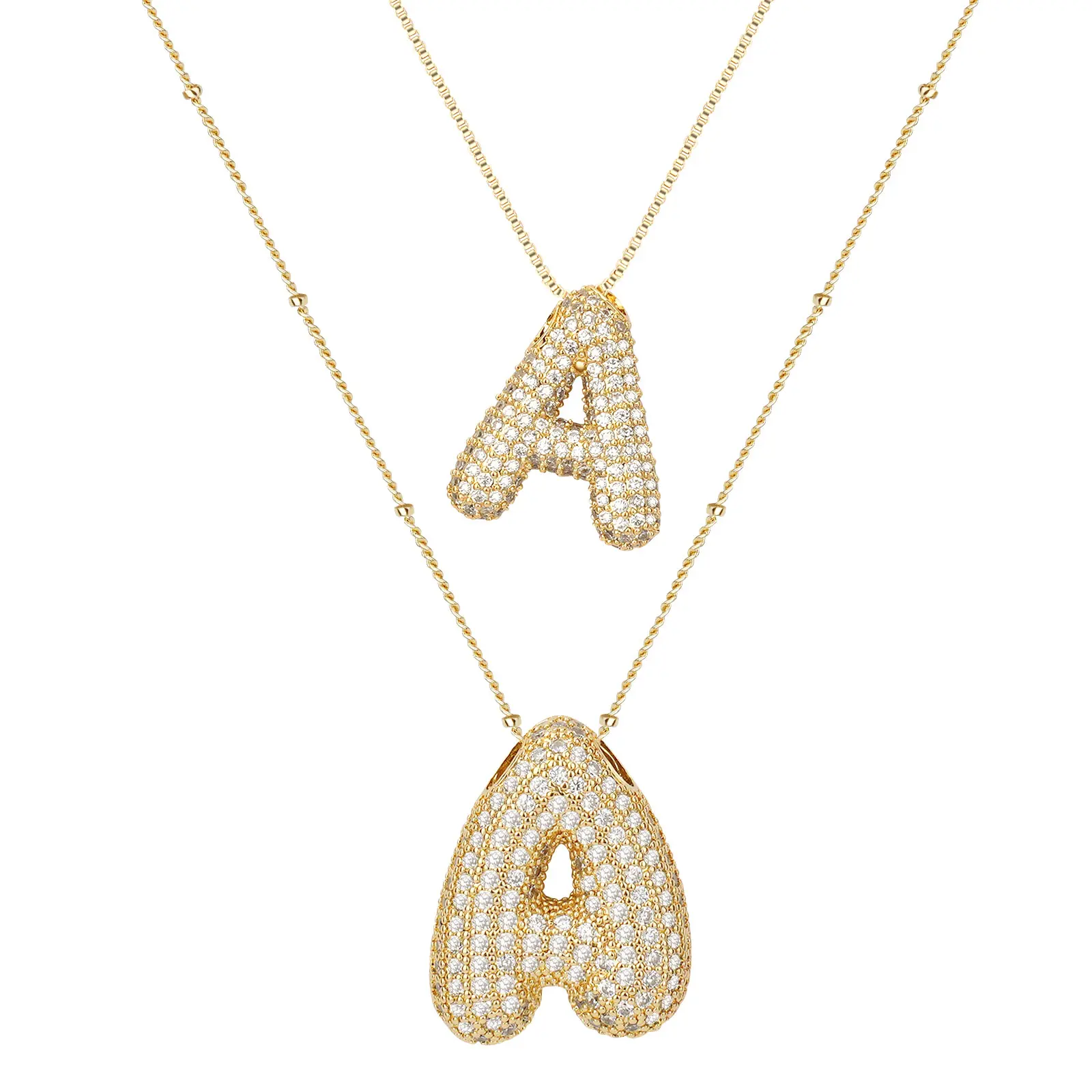 MEIITRUE 2 Pack Initial Necklace for Women, 14K Gold / Silver Plated Balloon Letter Pendant Necklace, Valentine's Day Jewelry Gifts for Women Girls backtoschool