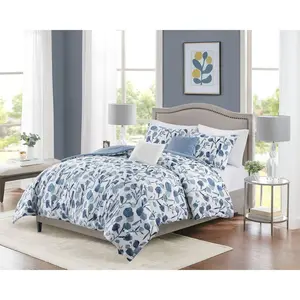 4pc Twin/Twin Extra Long Ramona Seersucker Tulip Print Comforter Bedding Set - White: Lightweight, OEKO-TEX Certified, Includes Decorative Pillows