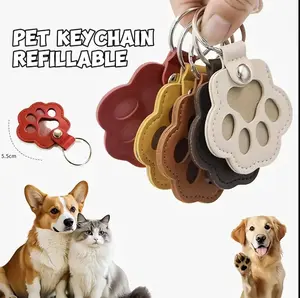 2pcs/pack Pet Fur Storage Keychain Accessory, Cute Leather Paw Keychain Pet Hair Keepsake Keyring, Unique Memorial Collection Key chain, Pet Memorial Gifts for Bag Purse Paw Charm Key Holder