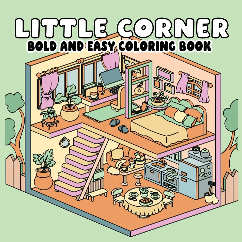 Thick Hand-Drawn Kids' Coloring Book - Calming, Screen-Free Children's Literature & Art Book with Spacious Illustrations, Easy Use, Creative Spaces, Ideal for Bedrooms & Gift Ideas for Kids