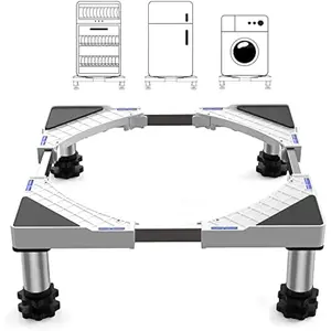 SEISSO Fridge Stand-Adjustable Washing Machine Base Stand with 4 Heavy Duty Feet Increase 7-8.6inch Height Universal Dryer Stand for Refrigerator Furniture Washing Dryer Max Load 770 LB (350 KG)