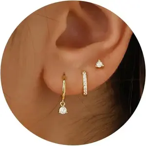 3PCS/Set Hoop Earring Stylish Women Stud Earrings and Pendant Earrings Set Hypoallergenic Women's Accessories Girls Gifts For Fashion