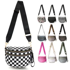 Black and White Checkered Nylon Bum Bag Plus Size Friendly Fanny Pack - Spacious Design for Essentials - MORE COLORS! great gift belt bags crossbody