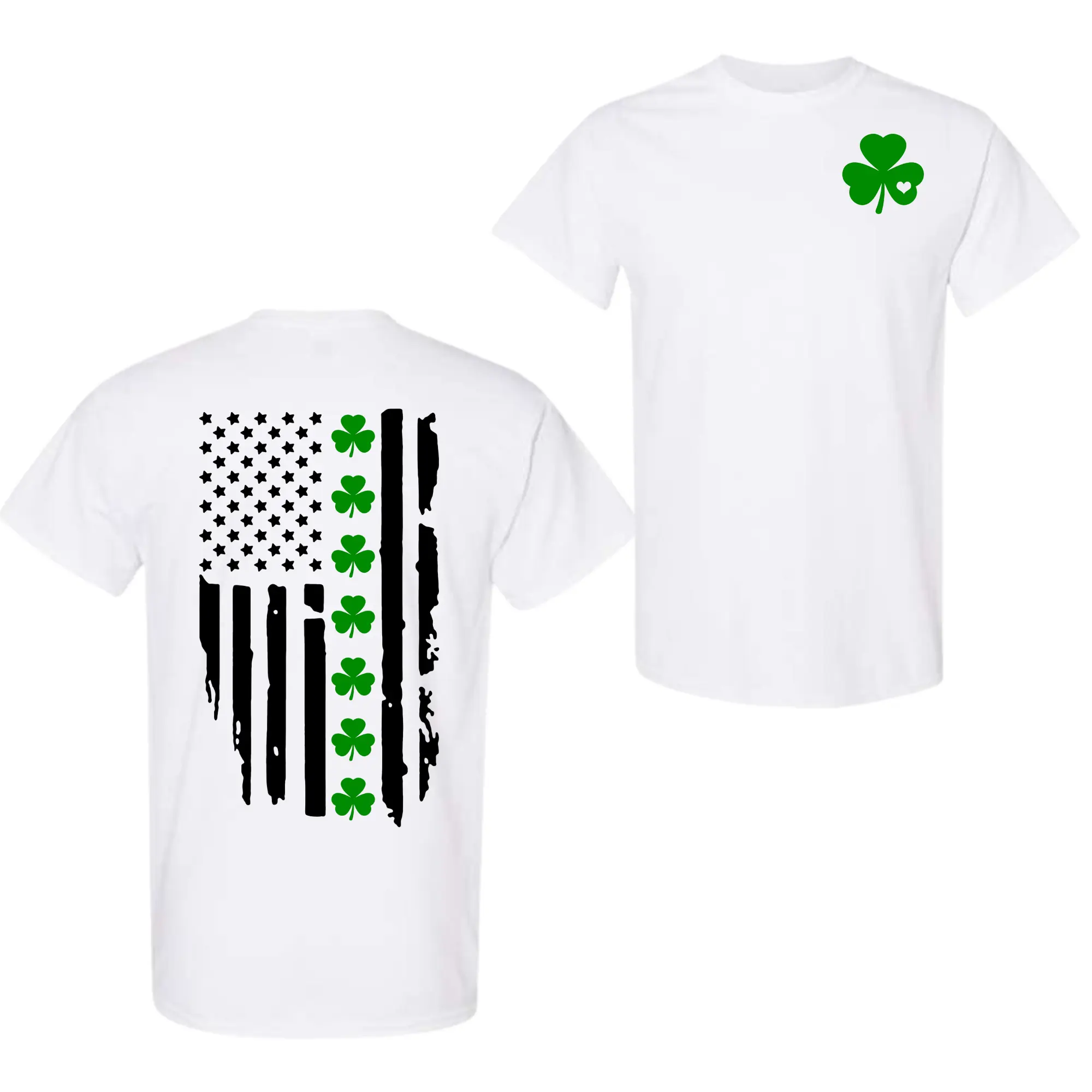 Shamrock American Flag T-shirt, Lucky Tee  For Summer, Independence Day Shirt, Menswear Cotton Casual