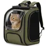 Pecute Cat Carrier Backpack with Bubble Space Capsule - Airline Approved, Expandable, Locking Zipper, Ventilated Mesh, Breathable Fabric, UV Protection, Padded Straps, Foldable, No Pulling (Black,Pink,Green,Gray,Khaki)