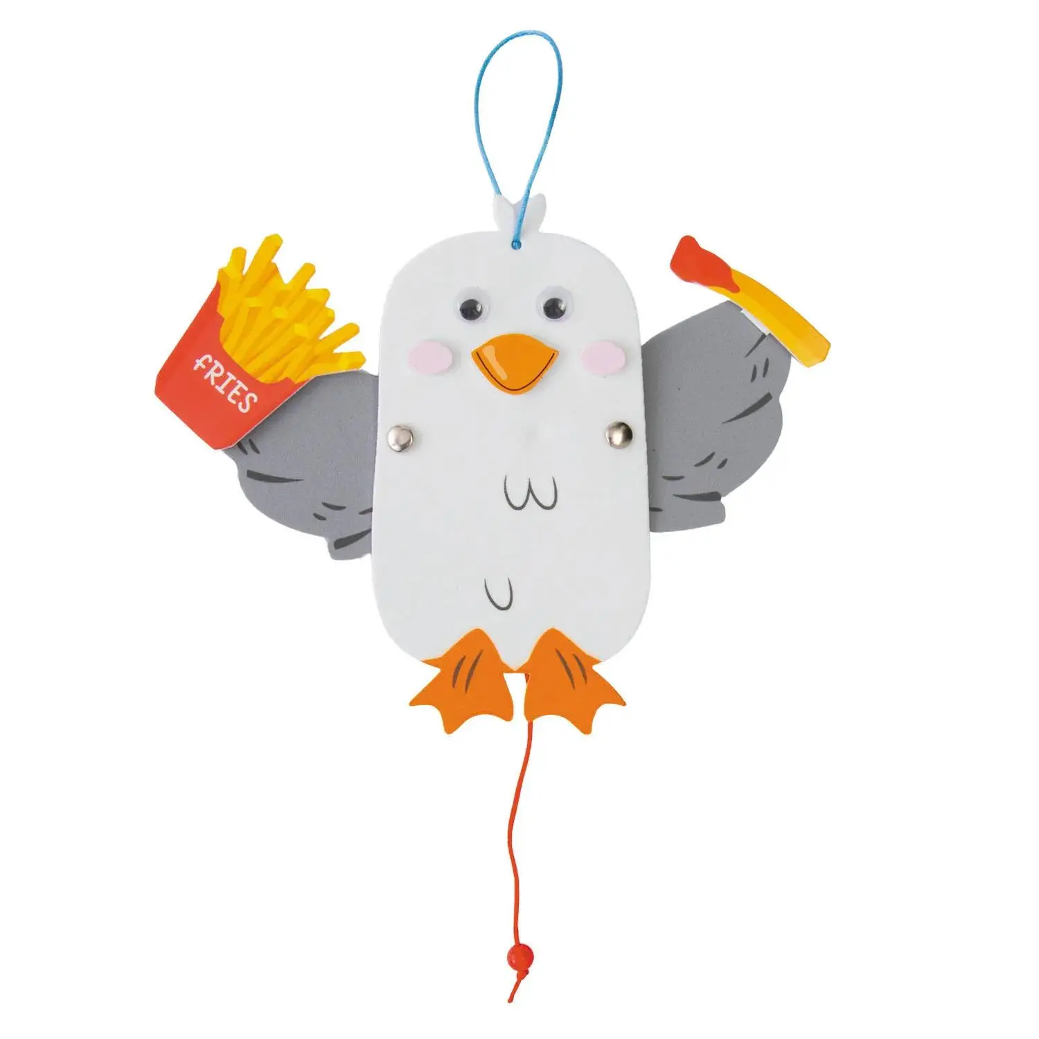 Fun Express White Seagull & Fries Pull String Puppet Craft Kits - 6 3/4" x 6", Makes 12
