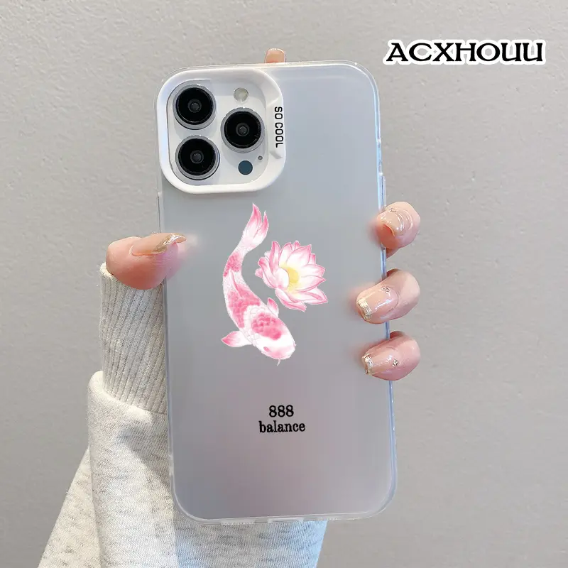 Designed for iPhone 17 16 E Pro Max 15 Plus 14 13 12 11 XS XR CasePink Koi Fish Balance Art Soft Durable TPU Protective Cover CASE