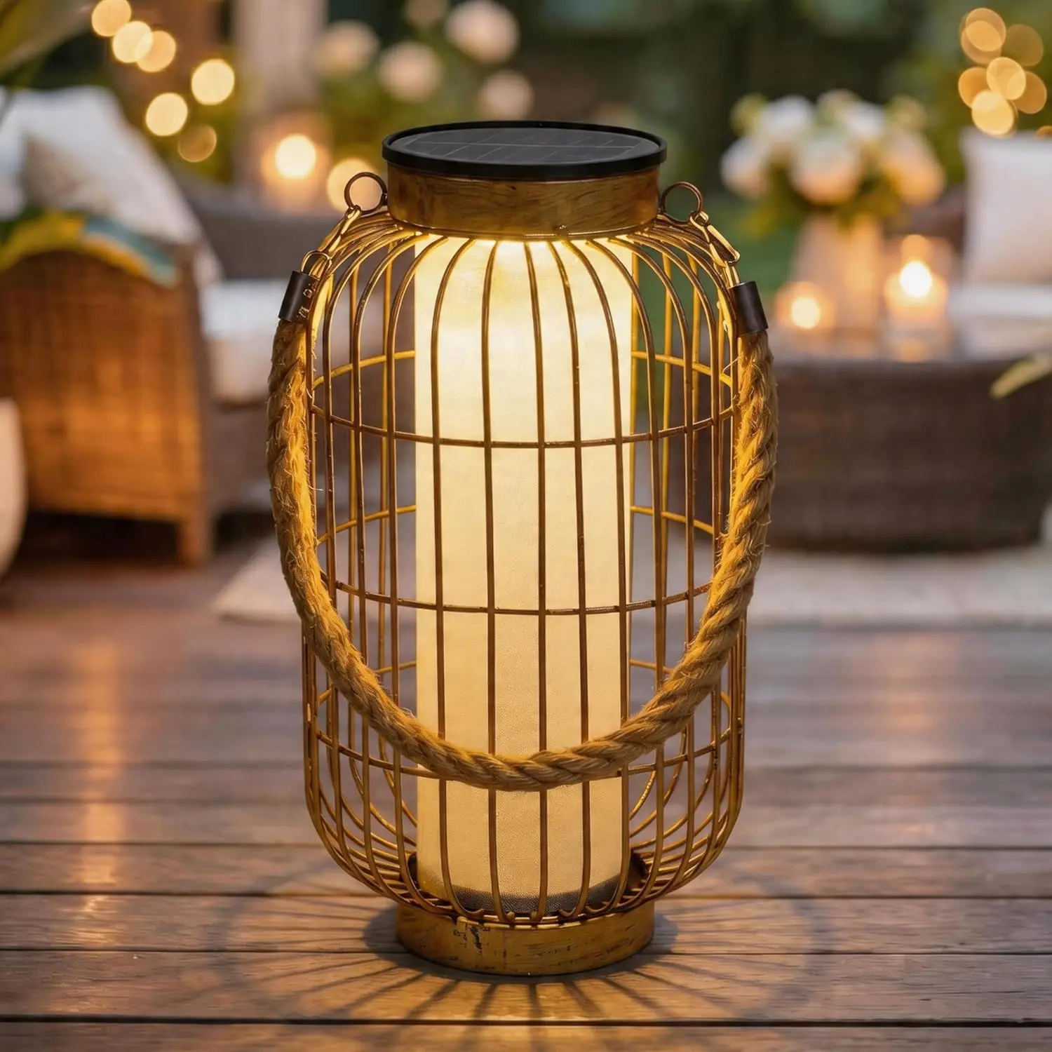 Large Solar Lanterns Outdoor Waterproof, Solar Lantern Metal Dual Charging (Usb/Solar), Two Brightness Modes Decorative Solar Lights For Yard Patio Garden Front Porch Indoor Or Tabletop