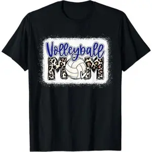 Volleyball Mom Blue Leopard T-Shirt