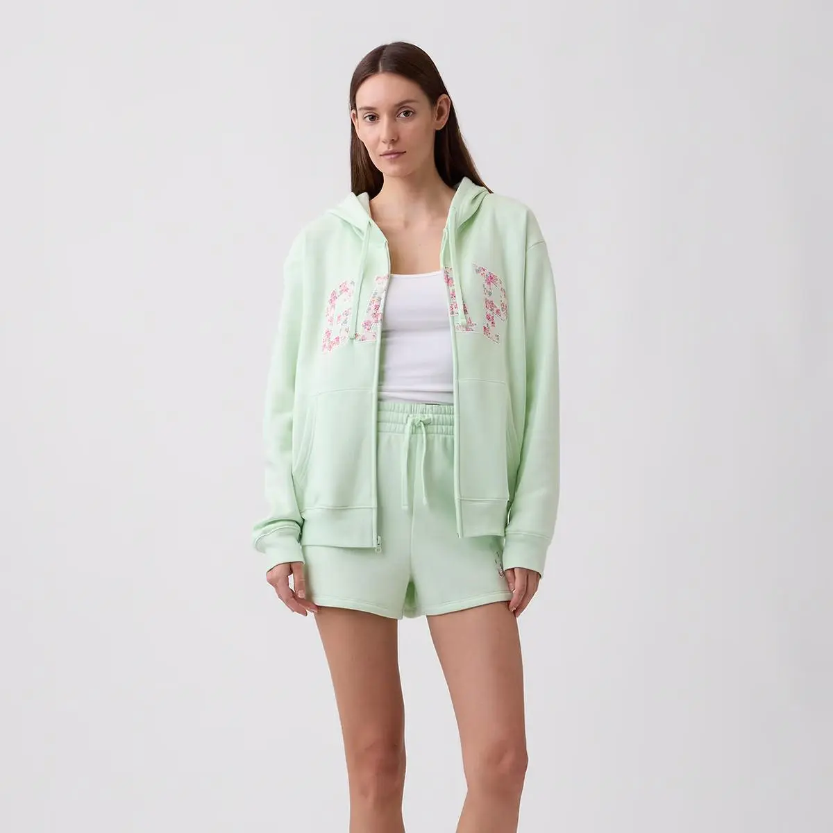 Women's Classic Full-Zip Fleece Hoodie with Gap Logo, Casual Women's Top