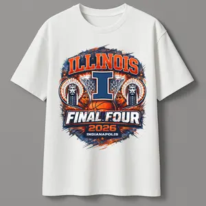 Illinois Basketball 2026 Indianapolis T-Shirt, Vintage Sports Graphic Tee, Bold Orange Blue Fan Shirt, Unisex Comfortable Game Day Streetwear