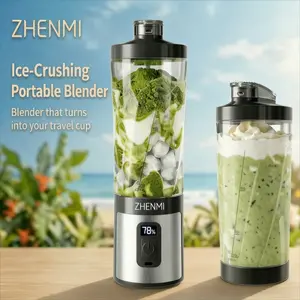 ZHENMI Portable Blender with Digital Timer & Display, 20oz Leakproof Travel Cup, Crushes Ice Perfectly, USB-C Rechargeable, Dishwasher Safe & BPA-Free, For Smoothies, Shakes & On-the-Go Blending