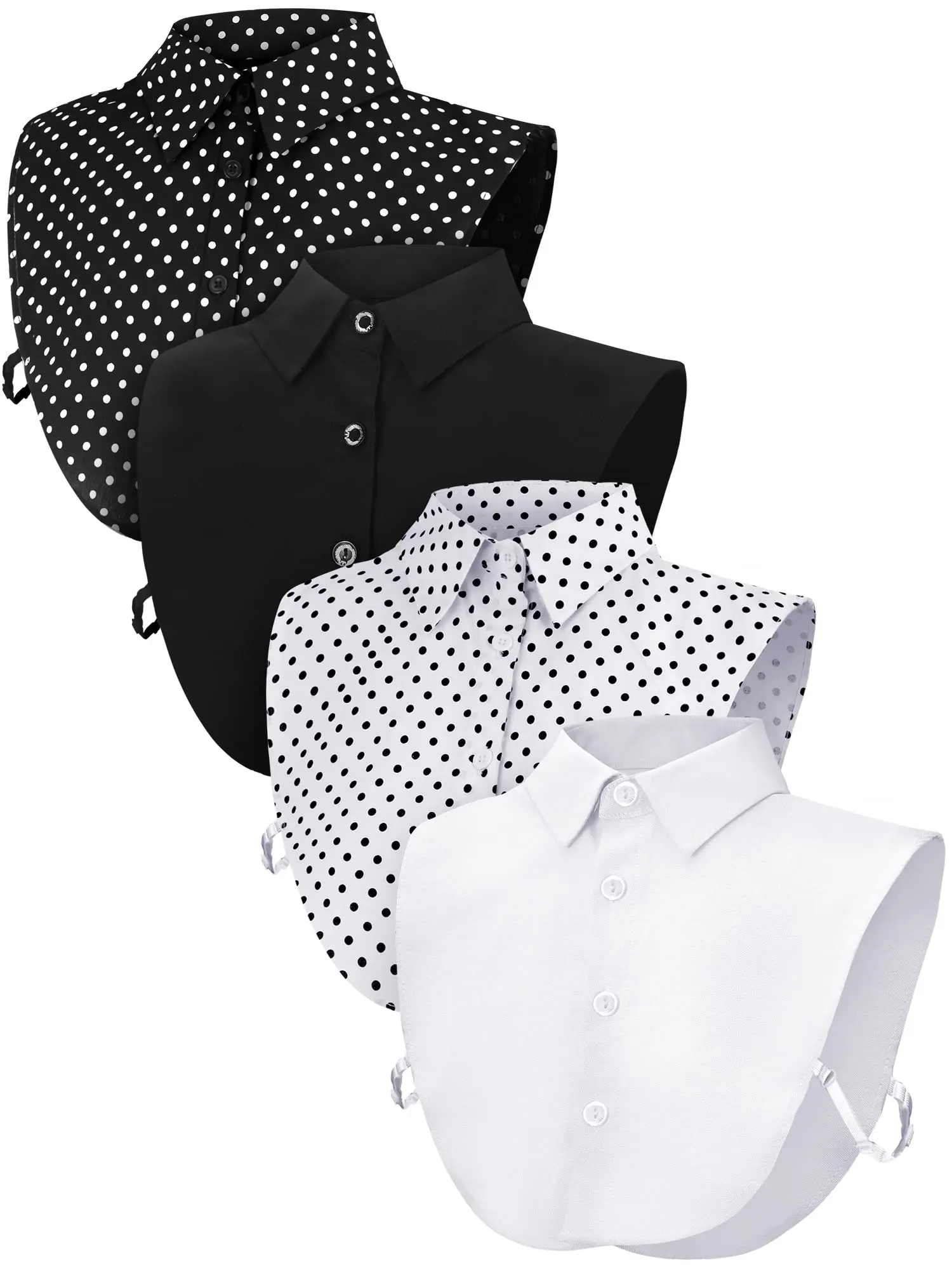 4 Pcs Fake Collar Detachable False Dicky Collar Half Shirts Round for Women Outfits Halloween Costume Accessories