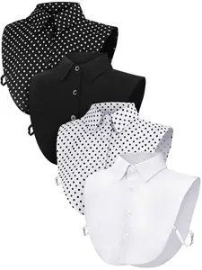 4 Pcs Fake Collar Detachable False Dicky Collar Half Shirts Round for Women Outfits Halloween Costume Accessories