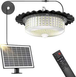 Solar Pendant Light, 244LED Solar Motion Sensor Lights, 360 Degree Illumination Shed Light 5 Light Modes IP65 Waterproof 16.4ft Cable Garden Lamp for Indoor & Garden Patio Garage