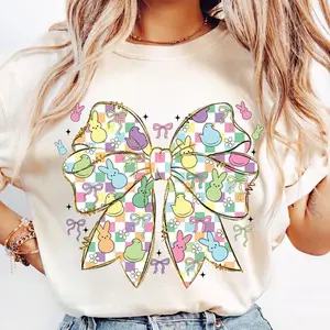 [Sale Up To 50%] Easter Coquette Bow Peeps Shirt, Happy Easter Bunny Spring Time T-Shirt, Gift For Mom Shirt