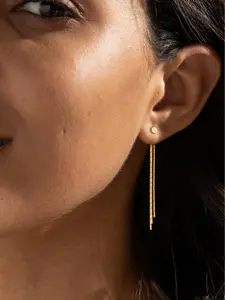 Hypoallergenic 14K Gold Plated Chain Dangle Stud Earrings - Minimalist Elegant Jewelry for Women's Daily Wear, Party & Formal Occasions