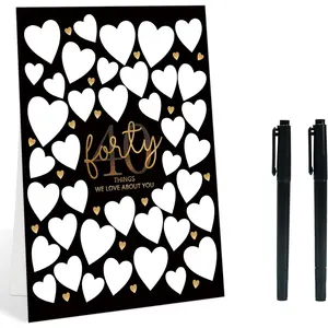 40 Reasons Why We Love You Guest Book Alternative, 40th Birthday Party Black Sign 8x11 Inch with Pen, Birthday Favor Supplies Decorations  Sign, 40  Gifts for Him and Her, 6