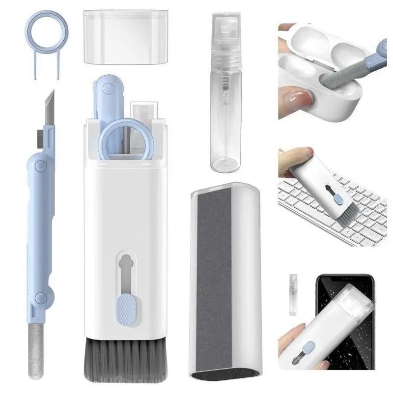 7 in 1 Electronic Cleaner Kit, Keyboard Cleaner Kit with Brush, Multifunctional Electronic Gadgets Cleaning Tool Set for Earphone, Keyboard, Laptop, Phone, PC Monitor, Camera