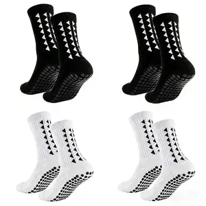 Men's sports socks with polka dot pattern, rubber anti-slip floor socks, suitable for football and outdoor running.