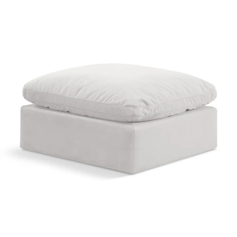 Contemporary Modular Cream Velvet Ottoman Stool, Indoor Furniture for Living Room Seating