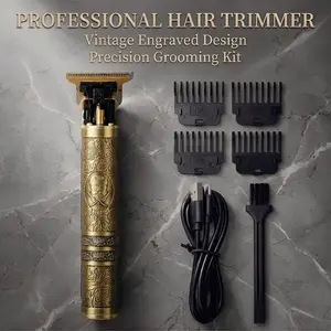 Vintage gold carved professional electric hair clipper, professional hair salon, home beauty and maintenance, compact body does not occupy space, exquisite carving highlights style, Christmas and Valentine's Day men's gifts