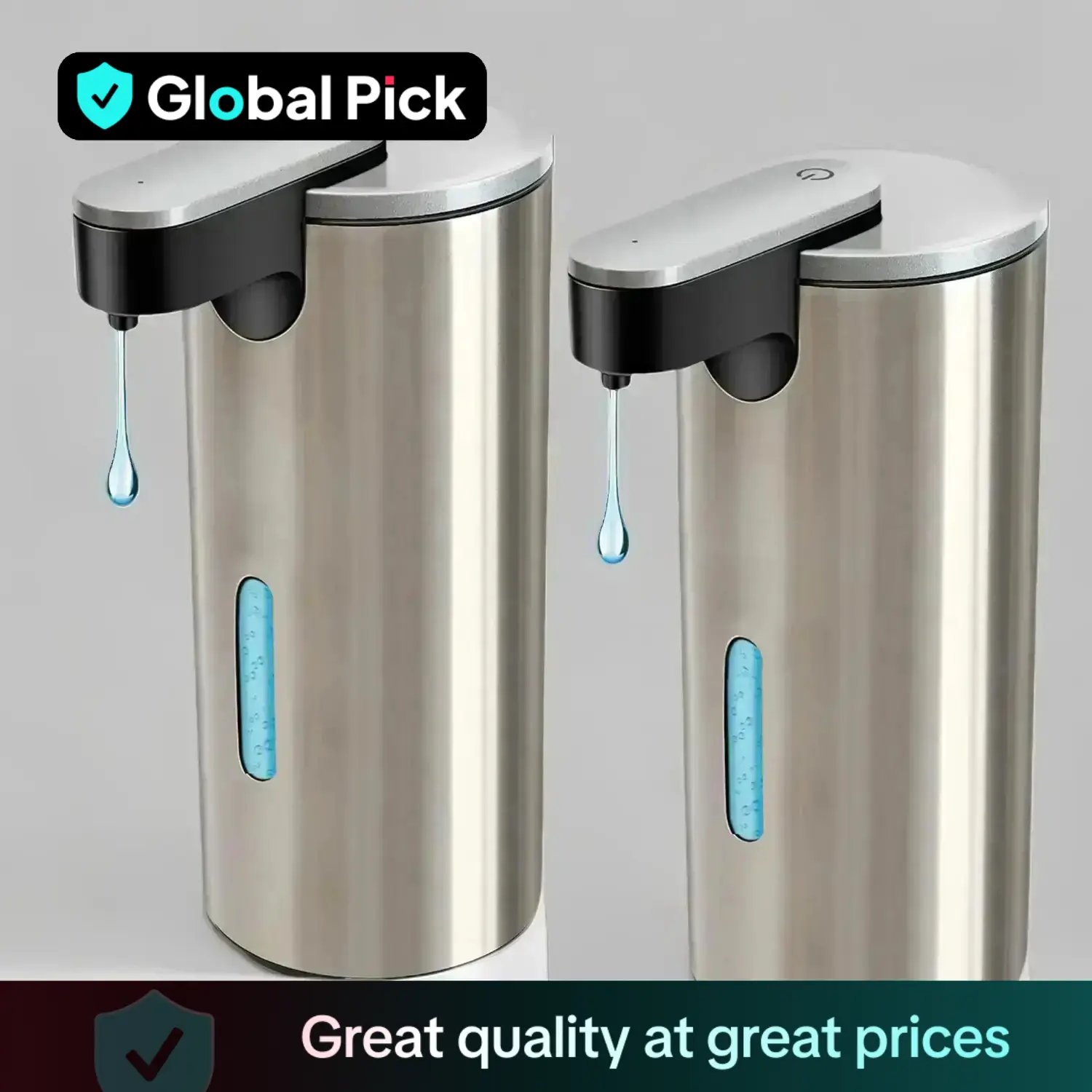 Stainless Steel Automatic Soap Dispenser, 2 Counts Touchless Electric Sensor Hand Free Bathroom Liquid Soap Dispenser with 3 Adjustable Volume Control