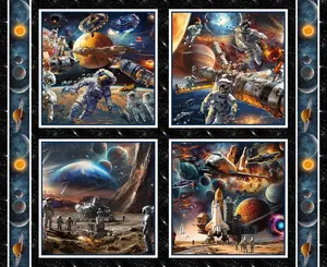 Space Cadet Cotton Pillow Panel Fabric
