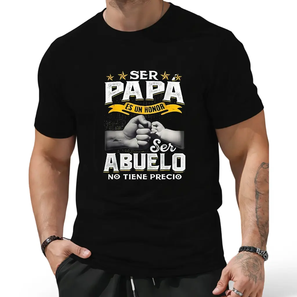 Funny Grandpa Shirt, Gift For Grandfather, Ser Papa Es Un Honor Ser Abuelo No Tiene Precio Spanish T-Shirt Menswear Casual Cotton Top Classic Fabric