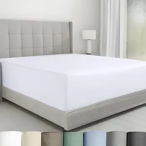 Luxurious King Size Fitted Sheet Only - 100% Cotton, 600 Thread Count Sateen, Soft Deep Pocket Bottom Fitted Sheet, Premium Bedding Featuring Foot Side Indicator - White