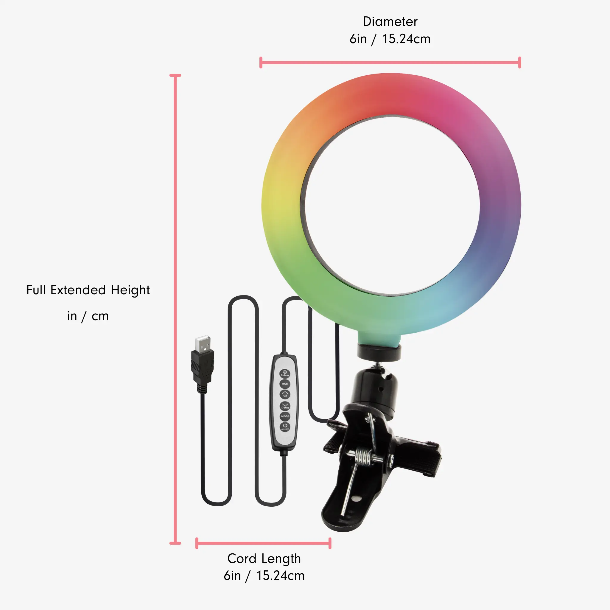 Moody Clip-On Halo LED Ring Light with Colorful Glow, Compatible with Mobile Phones