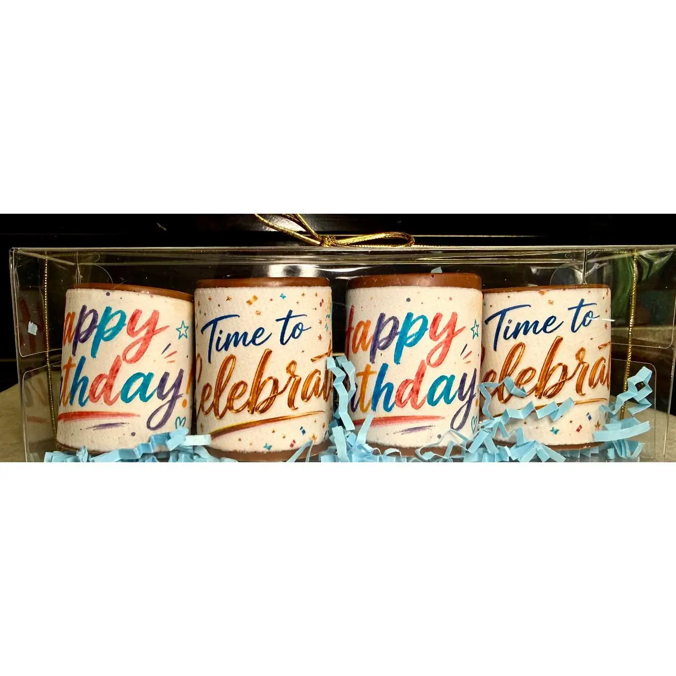 Happy Birthday Chocolate Shot Glass Set of 4 Handmade Colorful