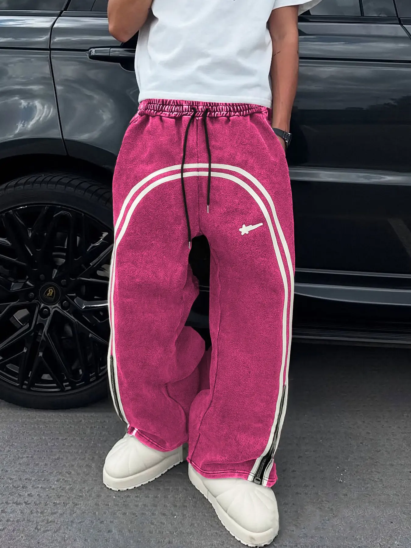 Men's Gothic Soft Comfy Heavyweight Sweatpants, Unique Star Print, Washed Cotton Heavy Fabric, Unisex, All Seasons, Street Style Joggers