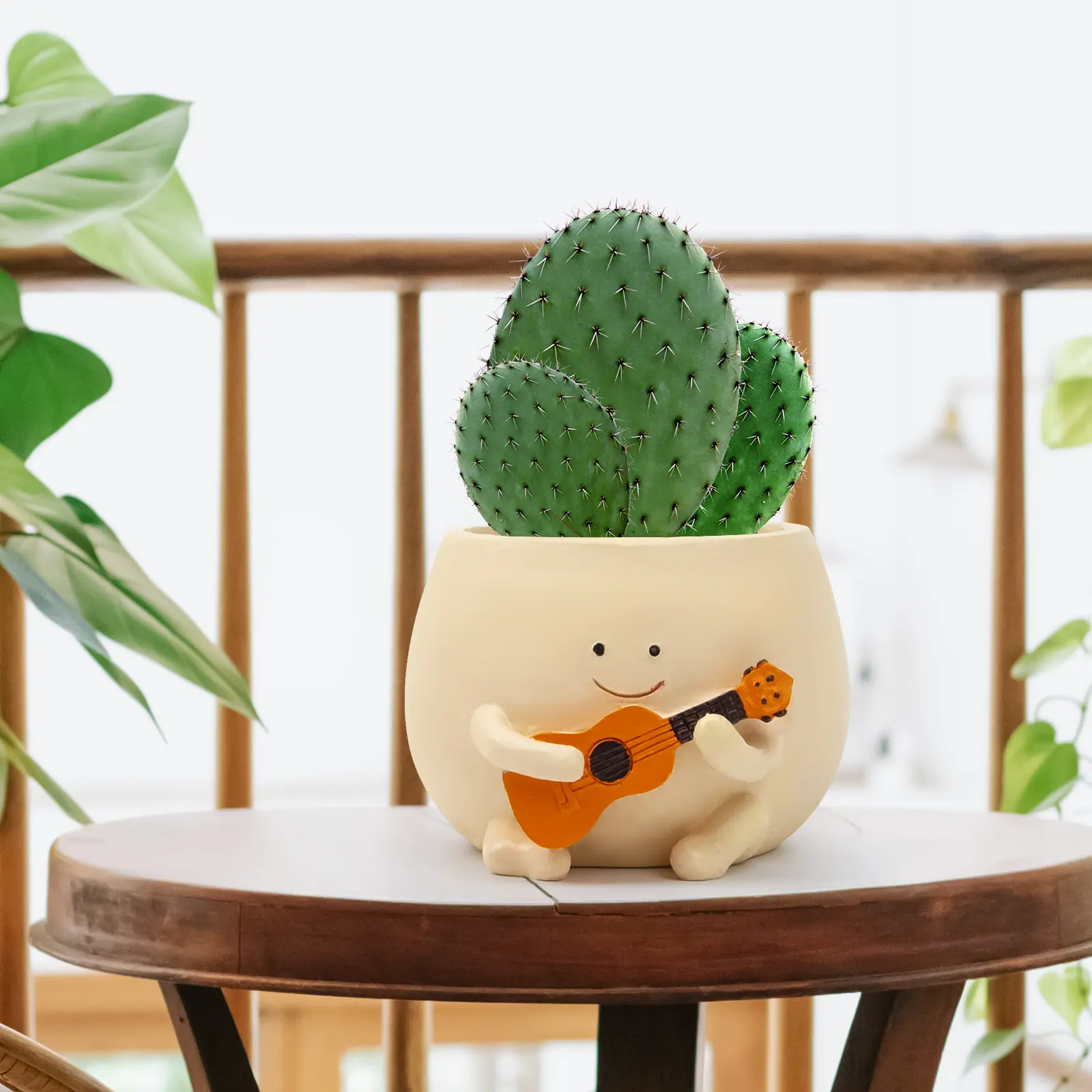 Summer Sale Cute Ukulele-Playing Cartoon Planter - Adorable Succulent/Cactus Pot for Indoor/Outdoor Decor, Unique Flower Pot for Home/Office/Garden, Perfect Gift for Plant Lovers & Music Enthusiasts