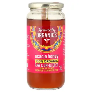 Heavenly Organics 100% Organic Acacia Honey, Raw & Unfiltered, 22 oz (624 g)