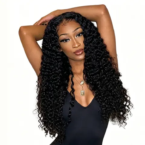 GIESWY Women's Curly Frontal Wigs, 200% Density Virgin Kinky Human Hair, 4x4 HD Lace Glueless Pre-Plucked Wigs with Baby Hair, Can Be Bleached/Dyed/Restyled for Black Women