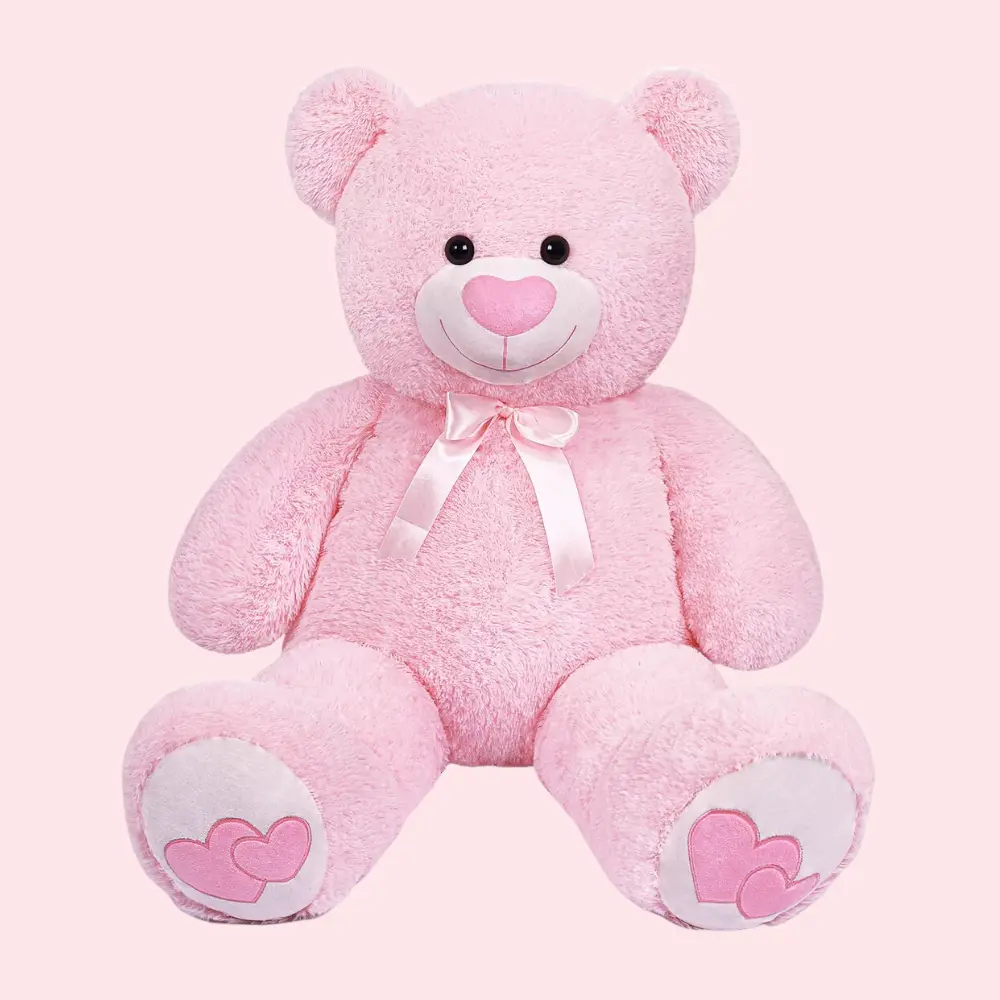 CHUBBYJOY 43 in Teddybear Stuffed Animal with Ribbon Tie & Love Heart, Cute Stuffies Pink Stuffed Animal Gifts for Birthday, Christmas (Target: Girlfriend, Baby Shower Decoration)