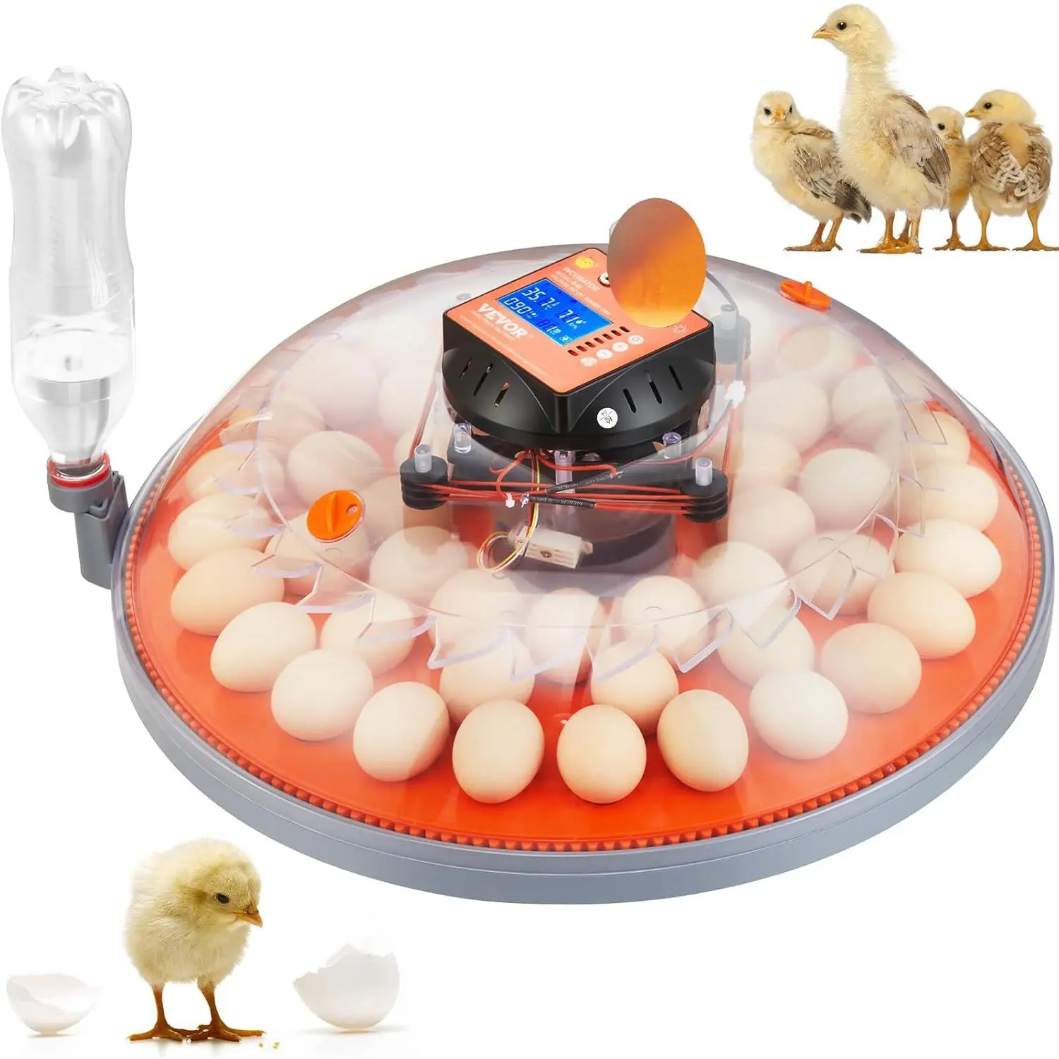 VEVOR Egg Incubator, 48-Egg Capacity, Features 360 °   Rotating Egg Tray, Temperature & Humidity Readouts, Durable ABS Clear Casing, Ideal for Chicken, Duck, Quail Eggs