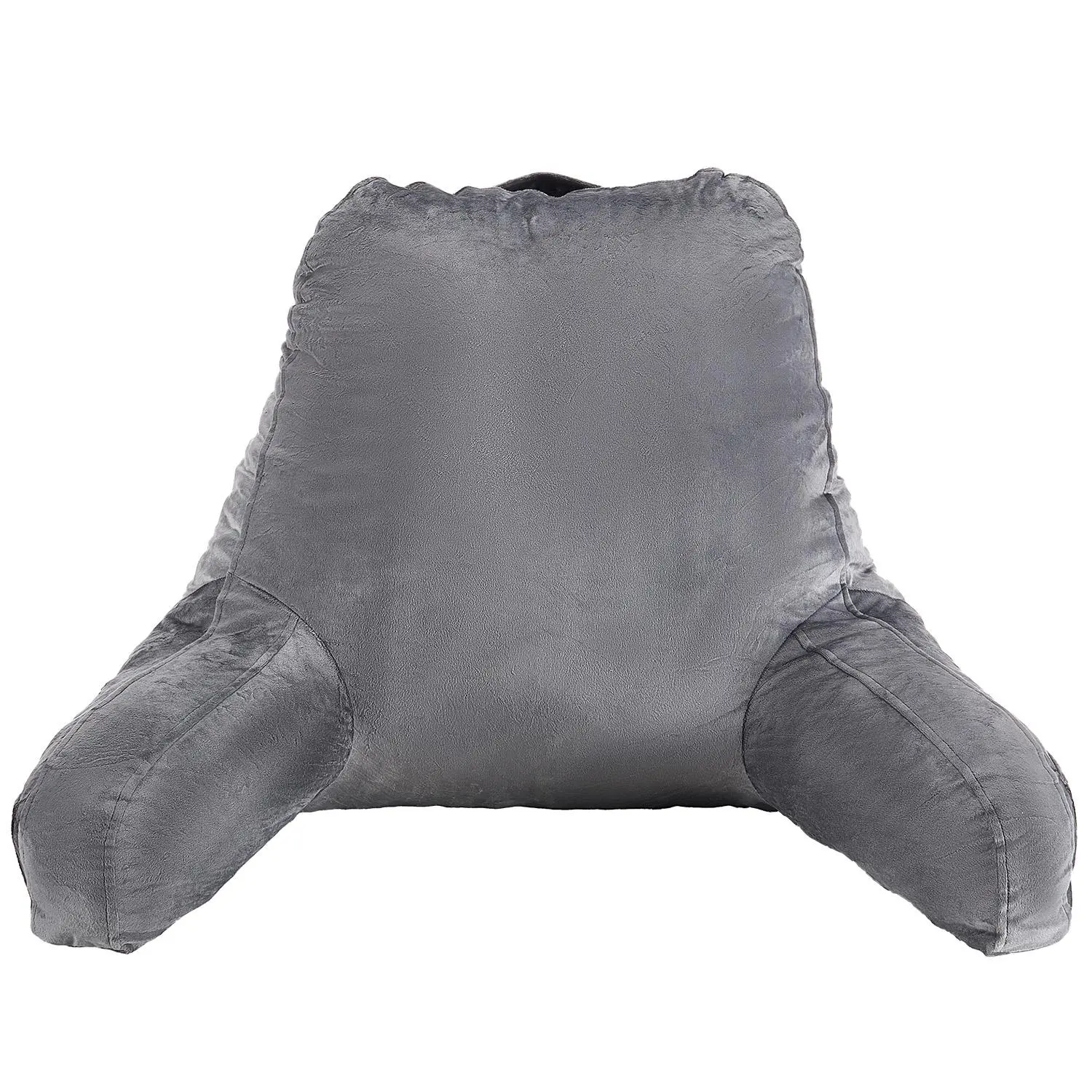 【SummerFinds】VEVOR Reading Pillow,  , Large Size Bed Pillow with Shredded Memory Foam, Back Pillow with 3 Pockets and Washable Short Velvet Cloth, Top with Handle, for Watching TV, Reading, Gaming, Resting, Grey