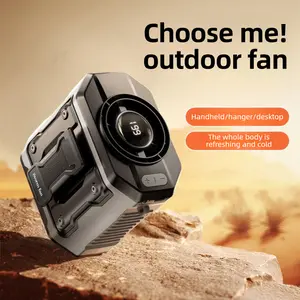 HOOYS USB Rechargeable Handheld Portable Fan, 199-Speed Adjustable, with Waist Clip, Flashlight & PowerDisplay, Personal Fan for Outdoor, Camping, Jobsite, Travel &Indoor Use