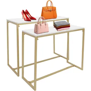 Modern Nesting Tables Retail Display Tables Set of 2 Shoes and Handbags Shelf 110 lbs Load-Bearing Capacity for Home Clothing Shop Hotel